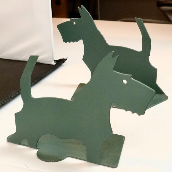 Vintage Scottie Terrier Bookends Green Metal - Picture 4 of 4